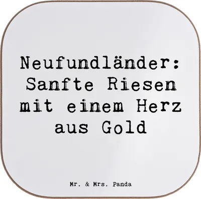 Produktbild von Mr. & Mrs. Panda Tischuntersetzer Spruch Neufundländer Liebe - Weiß - Geschenk, Getränkeuntersetzer, Untersetzer Glas, gläseruntersetzer, Gläser, Hunderassen Beschreibung