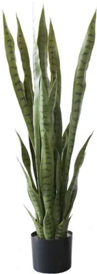 Productafbeelding van Unyqoos® Kunstplant - Realistische, onderhoudsvrije slangenplant voor binnen en buiten, inclusief decoratieve pot, ideaal voor woonkamer en kantoor