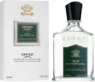 A product shot of Creed Bois du Portugal Eau de Parfum for men, showing both the bottle and its packaging.