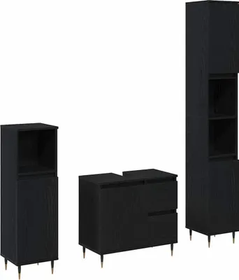 Obrázok produktu pre vidaXL Súprava kúpeľňového nábytku 3 ks čierny dubový vzhľad 30 x 30 x 190 cm