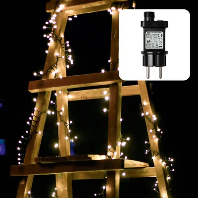 Produktbild von LED Lichterkette schwarz Cluster 384 LED warmweiß 8 Funktionen Trafo Außen Party Garten IP44