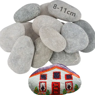 18 Stück 8-11 cm graue Malsteine, natürliche Strandkiesel