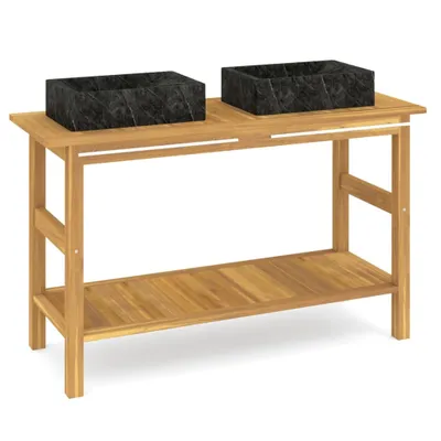 Immagine prodotto di Mobile Vanità Bagno e Lavandini Marmo Nero Legno Massello Teak