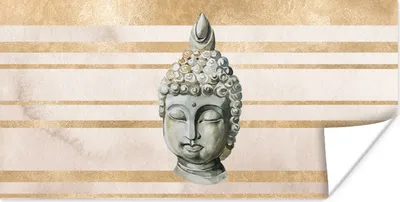 Produktbild von MuchoWow® Poster Buddha - Gesicht - Rosa 150x75 cm - ohne Rahmen