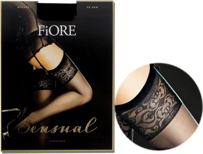 Produktbild von Fiore breite Spitzentaillenstrümpfe 4 Black