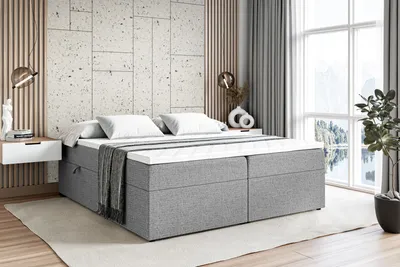 Produktbild von ALTDECOR Boxspringbett mit H3-Matratze (20 cm hoch) mit Bonellfederung + PUR, Topper (4 cm hoch), Polsterbett mit Bettkasten MARCE-BW 180x200 - Grau Inari 91