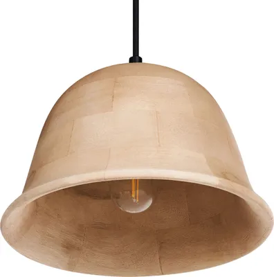 Obrázek produktu pro BELIANI Závěsná lampa světle hnědá mangové dřevo kulaté stínidlo na strop moderní styl kuchyně jídelna