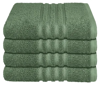 Produktbild von SCHIESSER Handtuchset Milano | Einfarbig | 4-teilig | 100% Baumwolle | Weich & Saugstark | 50x100 cm | Dunkelgrün