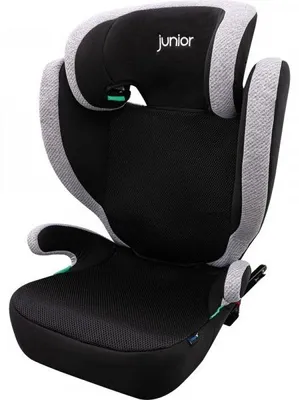 Image de siège auto 2 en 1 avec ISOFIX, norme i-Size ECE R129 pour enfants de 100 à 150 cm, siège auto pour enfants réglable en hauteur, gris |Basic Plus de PETEX
