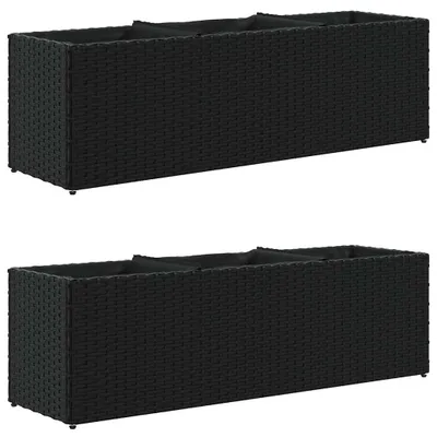 Image de vidaXL Bac à plantes avec 3 pots 2 pots noir 105x30x32cm Poly rotin