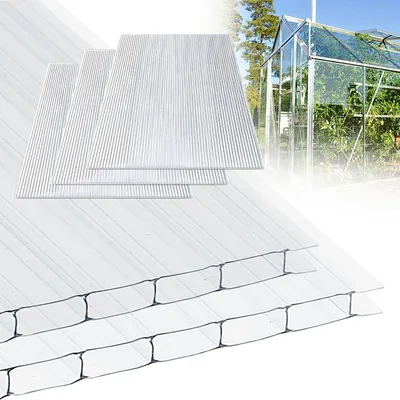 Obrázok produktu pre Izrielar 5x dvojstenné fólie 8mm rezateľné 121x60,5cm polykarbonát 3,66m² odolný voči UV žiareniu číre dvojstenné fólie skleníkové fólie viacstenné fólie