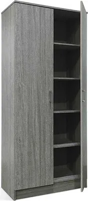 Produktbild von Lagerschrank Ray 80cm mit 2 Türen und 4 Einlegeböden - Eiche grau