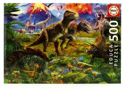 Productafbeelding van Educa - Puzzel van 500 stukjes voor volwassenen | Dinosaurusontmoeting, 500-delige puzzel