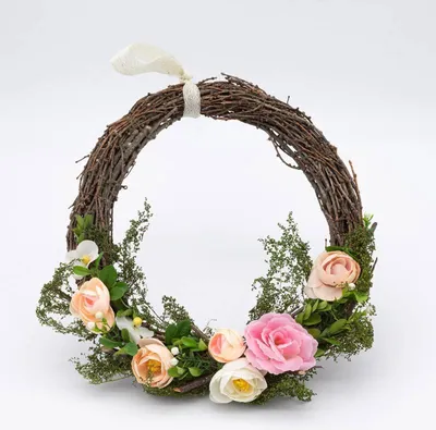 Produktbild von DECOLED Osterkranz, 34 x 31 x 8 cm, Weide und Blumen