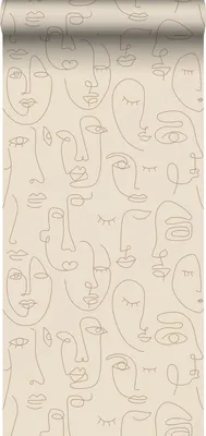 Obrázek produktu pro ESTAhome Line Art Faces tapeta světle béžová - 139374 - 50 x 900 cm