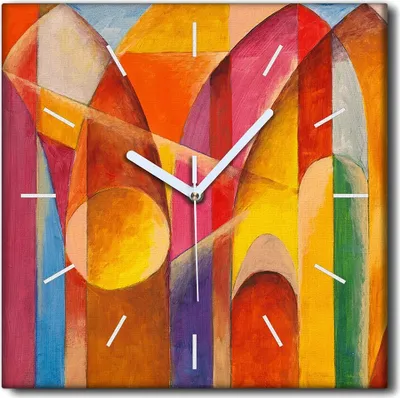 Produktbild von Coloray Uhr auf Leinwand 30x30 cm Wand Uhr Dekoration Wohnzimmer Segeltuch weiße Zeiger -Abstraktionsarchitektur.