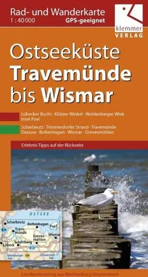 Image de Côte de la mer Baltique de Travemünde à Wismar Carte de vélo et de randonnée 1 : 40 000
