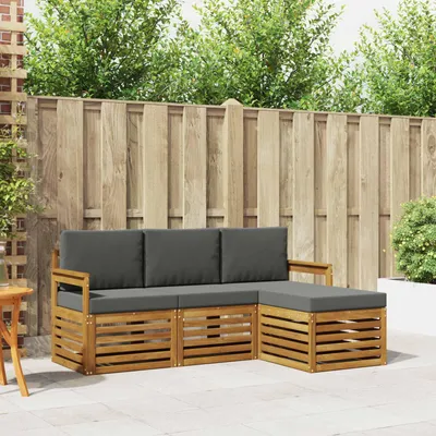 Produktbild von "Neues Produkt" Sofagarnituren - CLORIS - Terrassen-Sofa - 4 pcs - Natur und Anthrazit Massivholz Akazie - Modern Gartensofas V1831
