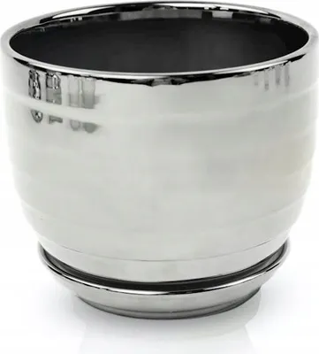 Produktbild von Keramischer Blumentopf mit Sockel 16 cm silber