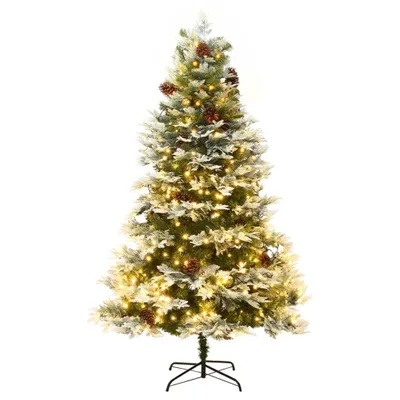 Produktbild von The Living Store Weihnachtsbaum mit LEDs & Kiefernzapfen Grün 195 cm PVC & PE