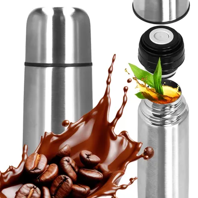 Productafbeelding van Thermosfles - Thermoskan - 500 ML - RVS - Zilver