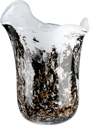 Zdjęcie produktu dla Gilde Vase, "Petunia", Glas, schwarz, weiß, VE 1, H. 21.5 cm, D. 17 cm 52893 4063387528938