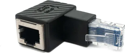 Produktbild von LAN Adapter RJ45 Stecker zu Buchse Winkel Ethernetadapter Kabel in Schwarz