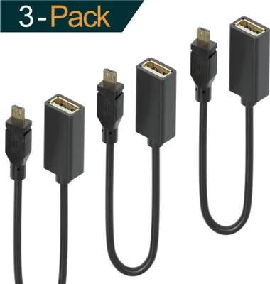 Produktbild von USB Buchse zu Micro USB Stecker - OTG Adapter - 0,2m || 3er Set