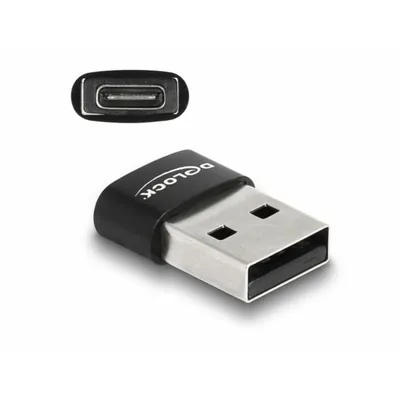 Produktbild von Delock USB 2.0 Adapter USB Typ-A Stecker zu USB Type-C Buchse schwarz