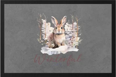 Produktbild von It's a winterful life Fußmatte Winter Hase Schnee Weihnachten Geschenk