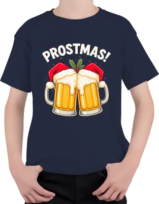 Produktbild von Prostmas Bierkrug Weihnachtsmann Bier Weihnachten lustig Geschenk Uni Kinder T-Shirt, Navy, 104