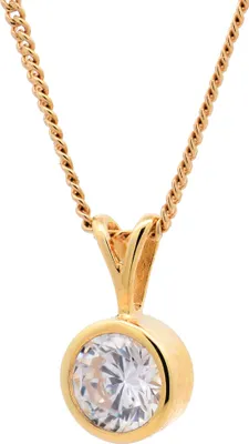 Produktbild von Gold Anhänger Zarge Zirkonia mit Goldkette  333-8 Karat Gold 38 cm