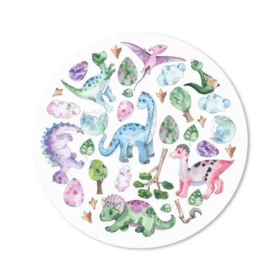 Produktbild von MuchoWow® Mauspad Mousepad Kinderzimmer - Dinosaurier - Kreis - Mädchen - Kinder - Rosa - Kind 20x20 cm - Mousepads - Maus Mat - Pad - Mausunterlage - Schreibtischmatte