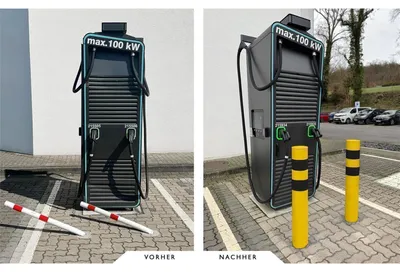 Produktbild von Rammschutzpoller Absperrpfosten Ø  60,3 x 1200 mm Stahl - gelb schwarz - zum Einbetonieren