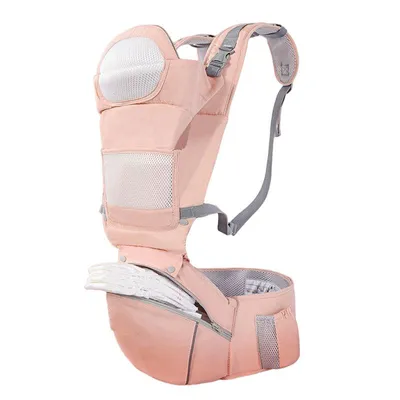 Produktbild von 3-in-1 Babytrage, Hüftsitz, Multifunktion, große Tasche, 15 Trageweisen, ergonomisch, abnehmbare Rückenstütze, Rosa