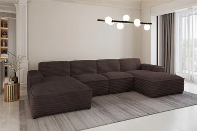 Productafbeelding van Kaiser Möbel Hoekbank in U-vorm, model Siena, bekleed met stof Velo, kleur bruin