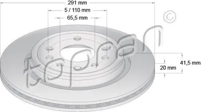 Produktbild von 2x TOPRAN Bremsscheibe 206 859 hinten für OPEL Vectra C Caravan (Z02) 41 5mm