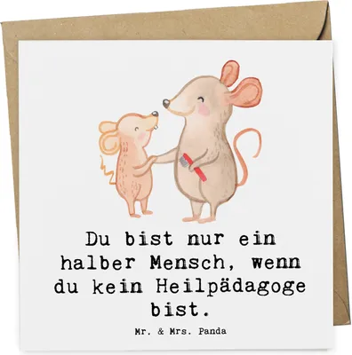Produktbild von Mr. & Mrs. Panda Grußkarte Heilpädagoge Herz - Weiß - Geschenk, Klappkarte, Ausbildung, Heilpädagogik, Glückwunschkarte, doppelkarte, Witzig, Lustig, anlasskarte, Spruch