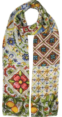 Fraas XL-Seidenstola mit Mosaik-Design - vielseitig tragbar 622010 in blau