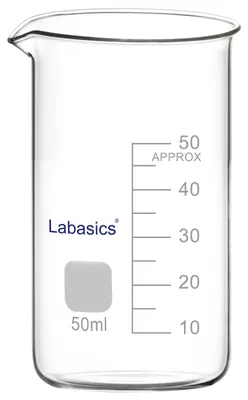 Messbecher 100 ml, G3.3 Borosilikatglas, hoch, mit Skala und Ausgießrand