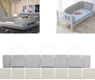 Produktbild von YUENFONG Bettgitter für Kinder Verformbar Bettschutzgitter Kinderbettgitter mit 5-Loch Verstellbare, Anti-Rausfallschutz Gitter, für Kinderbett Elternbetten, Leinengrau, 180cm