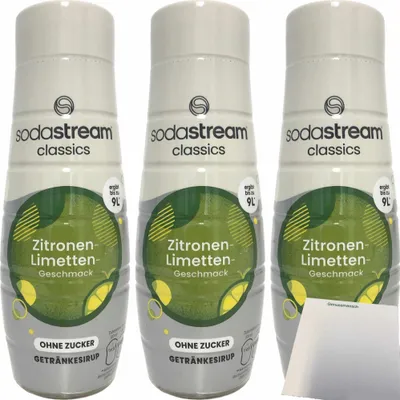 Produktbild von SodaStream Sirup Zitrone Limette ohne Zucker 3er Pack (3x440ml Flasche) + usy Block