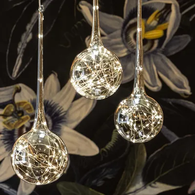 Produktbild von 3er Set Glaskugel hängend mit je 30 LED mit Lichterkette + Timer + Fernbedienung