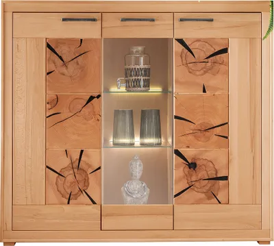 Produktbild von Highboard 150cm breit, Kernbuche massiv geölt, montiert, WINNIPEG-69
