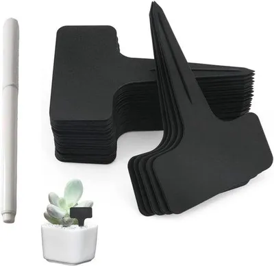 Image de Piquets en plastique pour le jardin - lot de 100, résistants aux intempéries, noirs