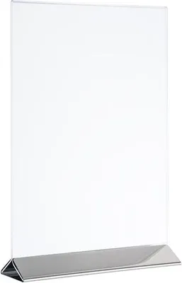 Produktbild von APS 71521 Kartenhalter, passend für DIN A6, Edelstahl, Acryl, 10,5 x 7 cm, Höhe 17 cm