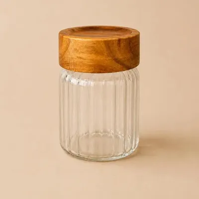 Produktbild von Bavary Space Gewürzbehälter-Set 6-teilig 6,5 x 8 cm Glas / Akazienholz