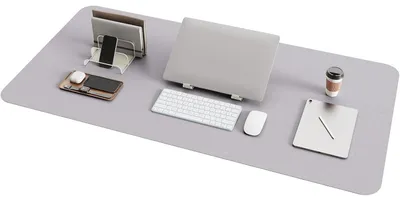 Obrázek produktu pro Podložka pod myš na psací stůl, rozměry 100x50 cm, šedá, umělá kůže, vzhled semiše