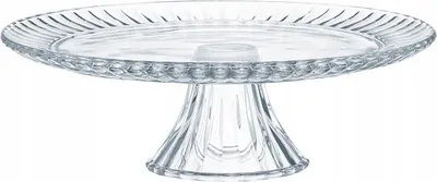 Produktbild von Glas Tortenplatte auf Fuß 31 cm, Kuchenständer mit dekorativer Prägung, transparent