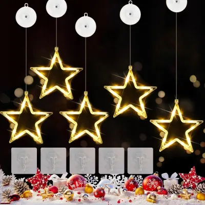 5 LED-Sterne Weihnachtsbeleuchtung warmweiß für Fenster